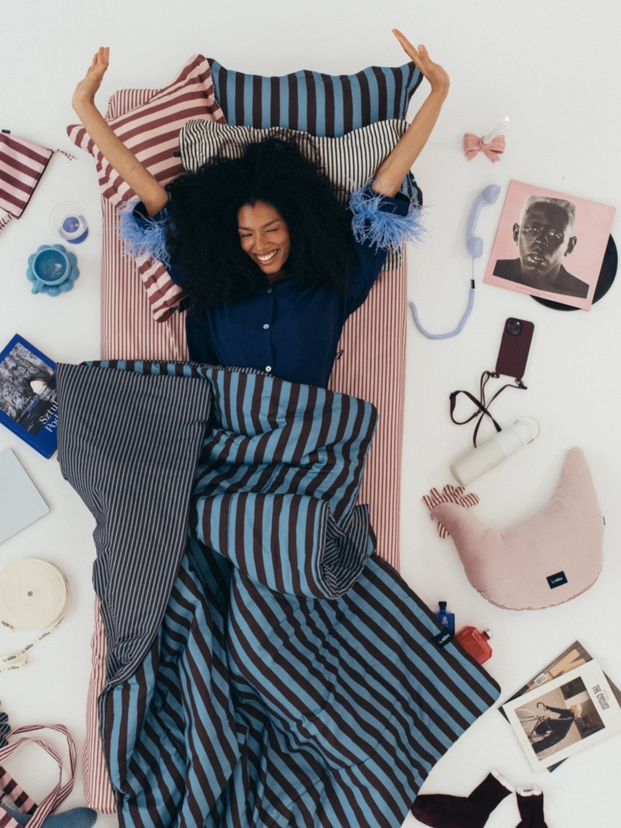 Poduszka do karmienia Kura Babci Dany Velvet Stripes Pink