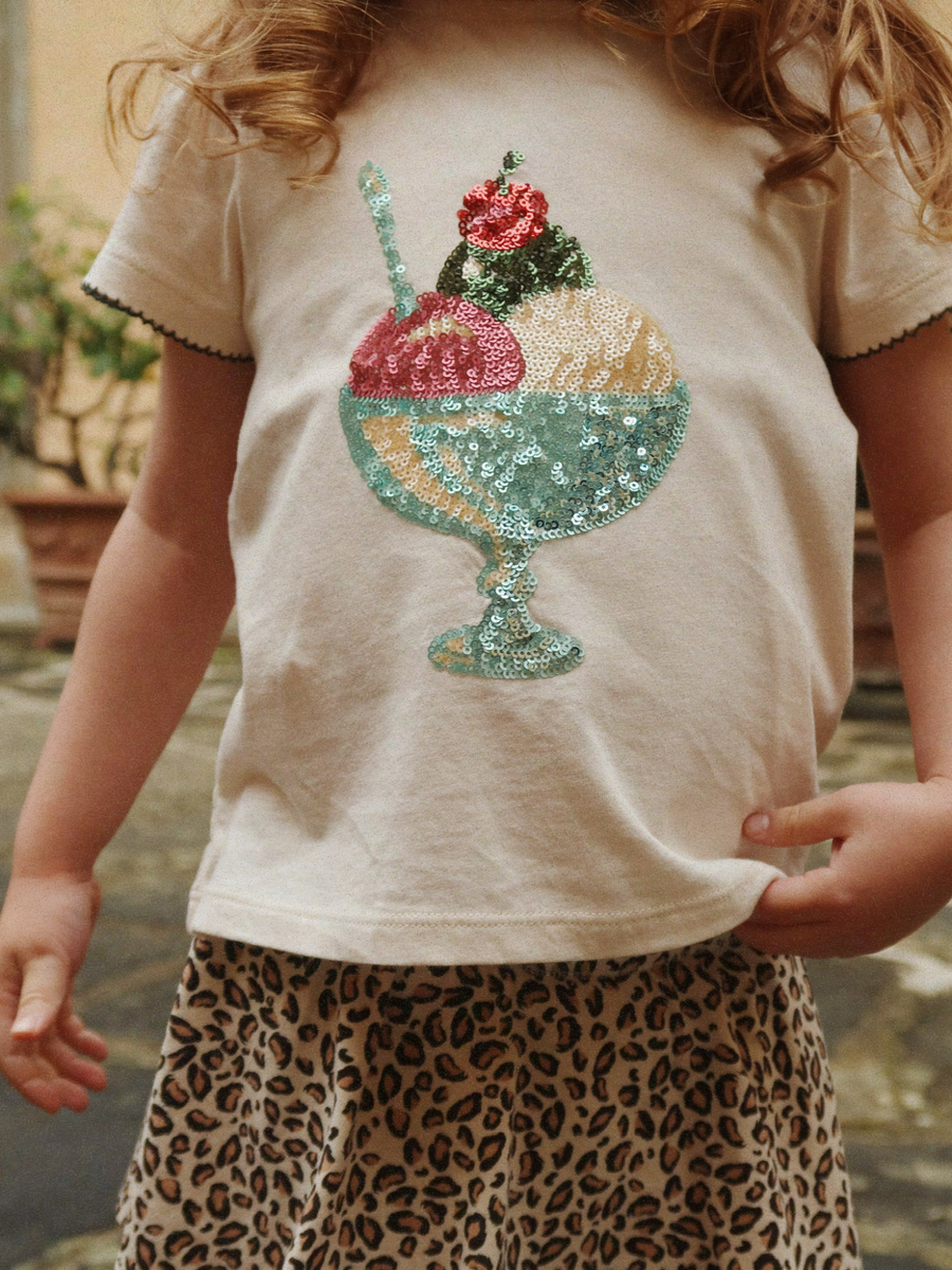 Bawełniany T-shirt z bufiastymi rękawami Famo