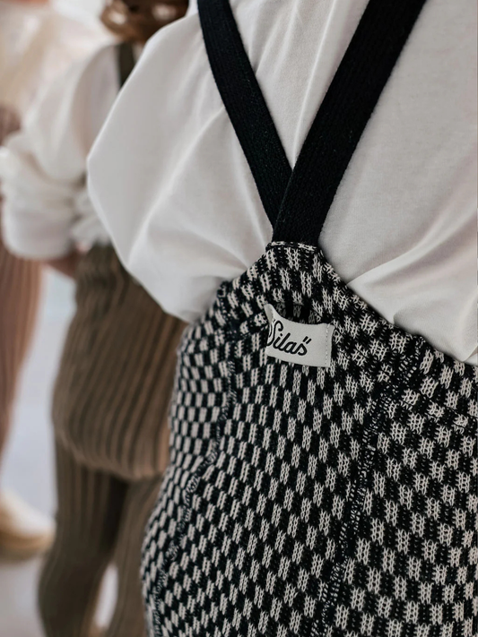 Legginsy na szelkach w stylu retro Black x White Checked