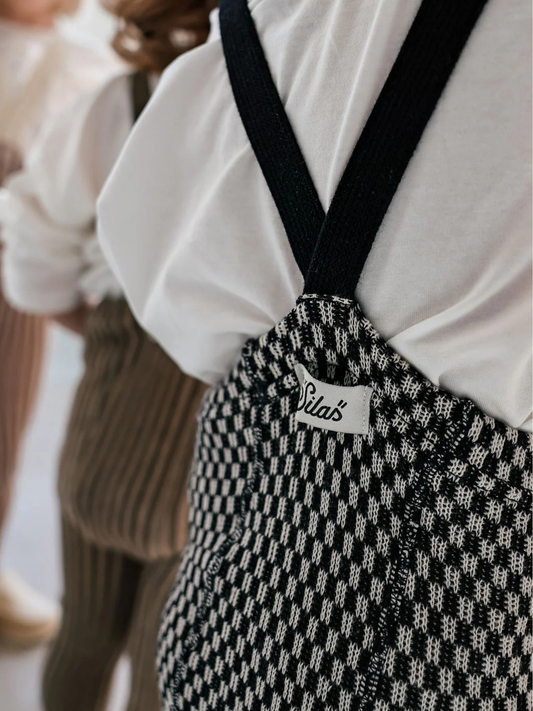 Rajstopy na szelkach w stylu retro Black x White Checked