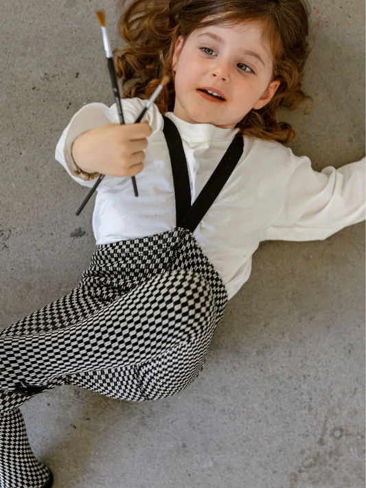 Rajstopy na szelkach w stylu retro Black x White Checked