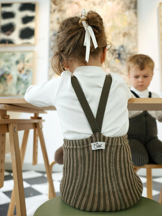 Rajstopy na szelkach w stylu retro Seaweed Brown x Peanut Striped