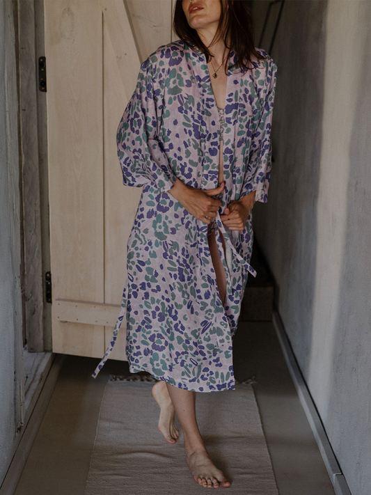 Długie lniane kimono