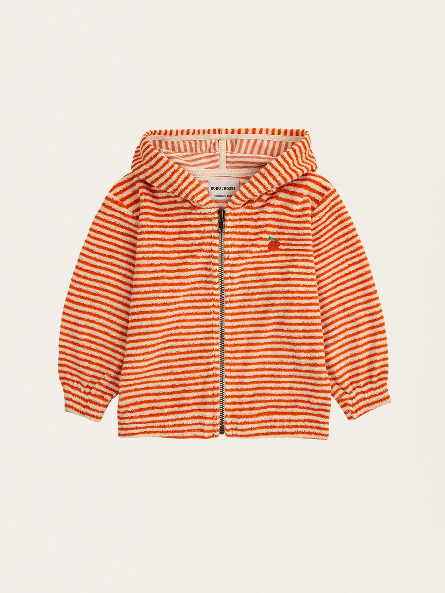 Baby-Frottee-Hoodie – orange gestreift