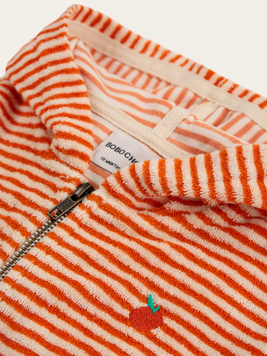 Baby-Frottee-Hoodie – orange gestreift