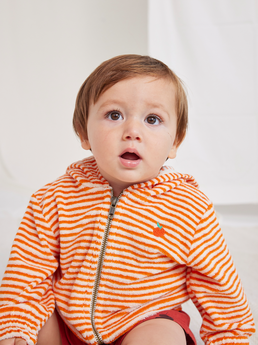Baby-Frottee-Hoodie – orange gestreift