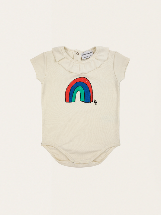 Bawełniane body z falbankowym kołnierzykiem Baby Rainbow