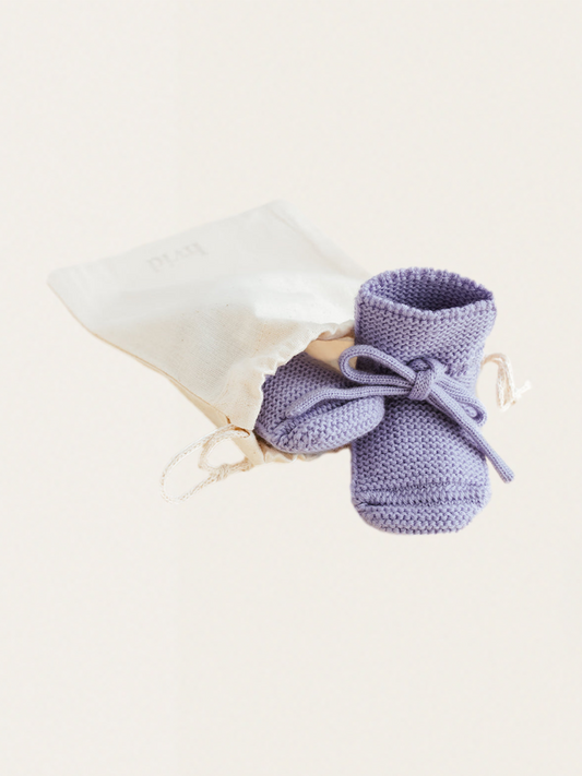 Ciepłe buciki z włoskiej wełny merino Lilac
