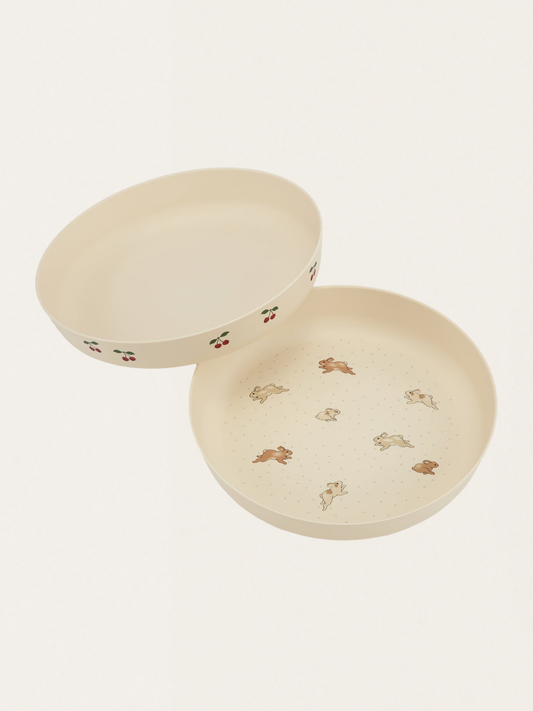 Zestaw dwóch talerzy z ekologicznego tworzywa