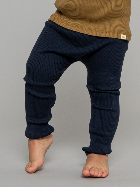 Wygodne legginsy z mieszanki bawełny i jedwabiu Bieber Dark Blue
