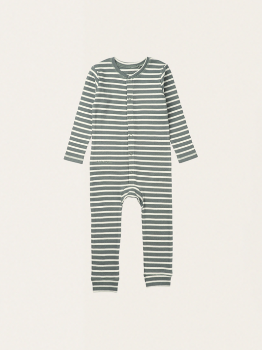 Miękka piżamka z prążkowanej bawełny Stripe Blue fog