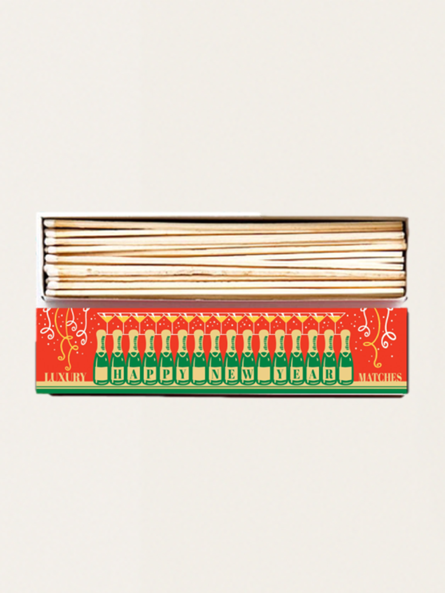Długie zapałki w eleganckim pudełku vintage - Happy New Year