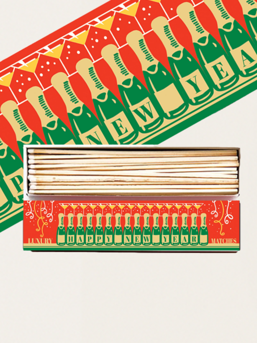 Długie zapałki w eleganckim pudełku vintage - Happy New Year