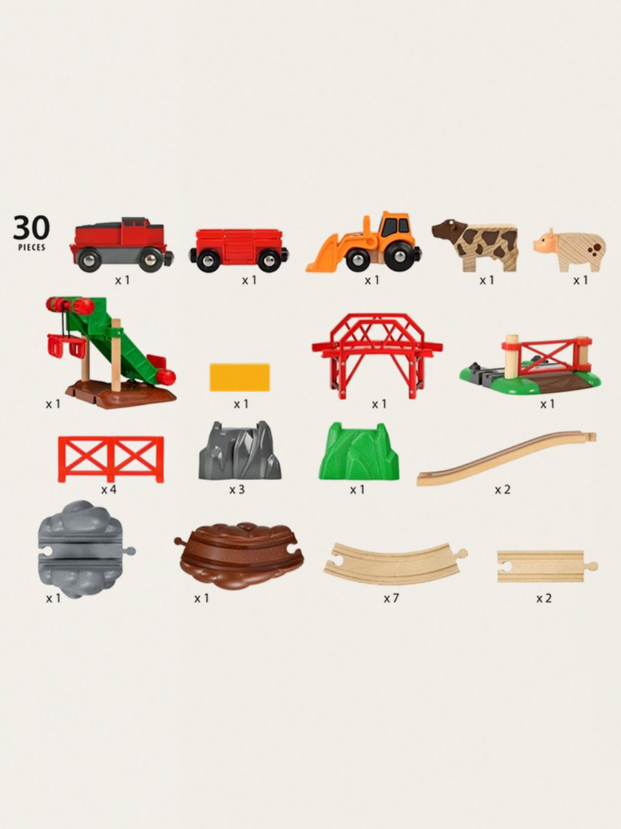 Drewniana kolejka - Farma - 30 elementów