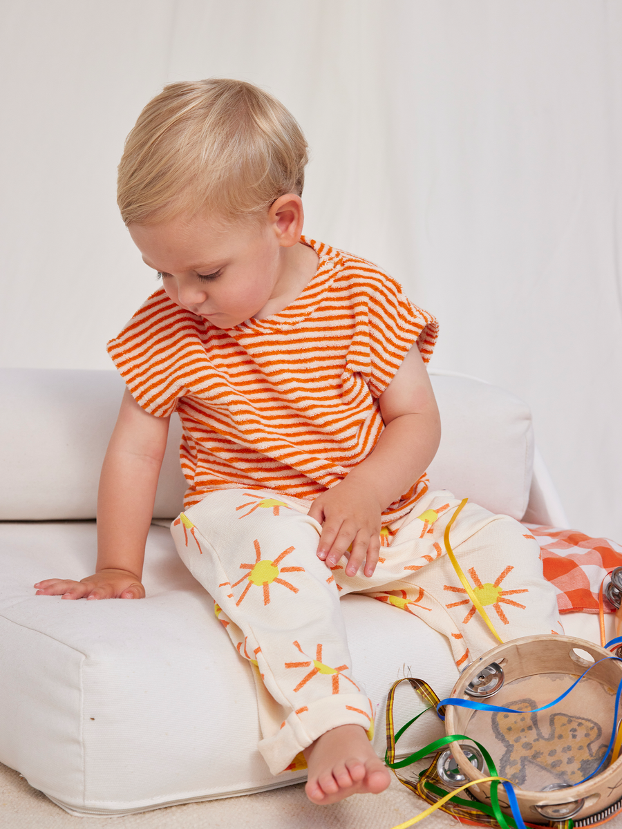 T-shirt z miękkiej frotte Orange Stripes