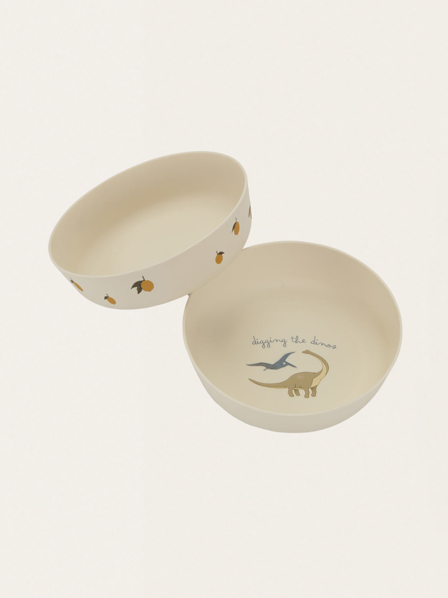 Set of two bowls made of eco-friendly material LEMON / DINO