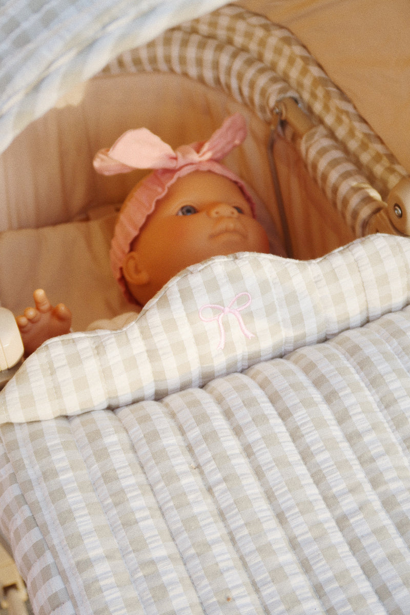 Wózek vintage dla lalek Doll Pram Tea Check