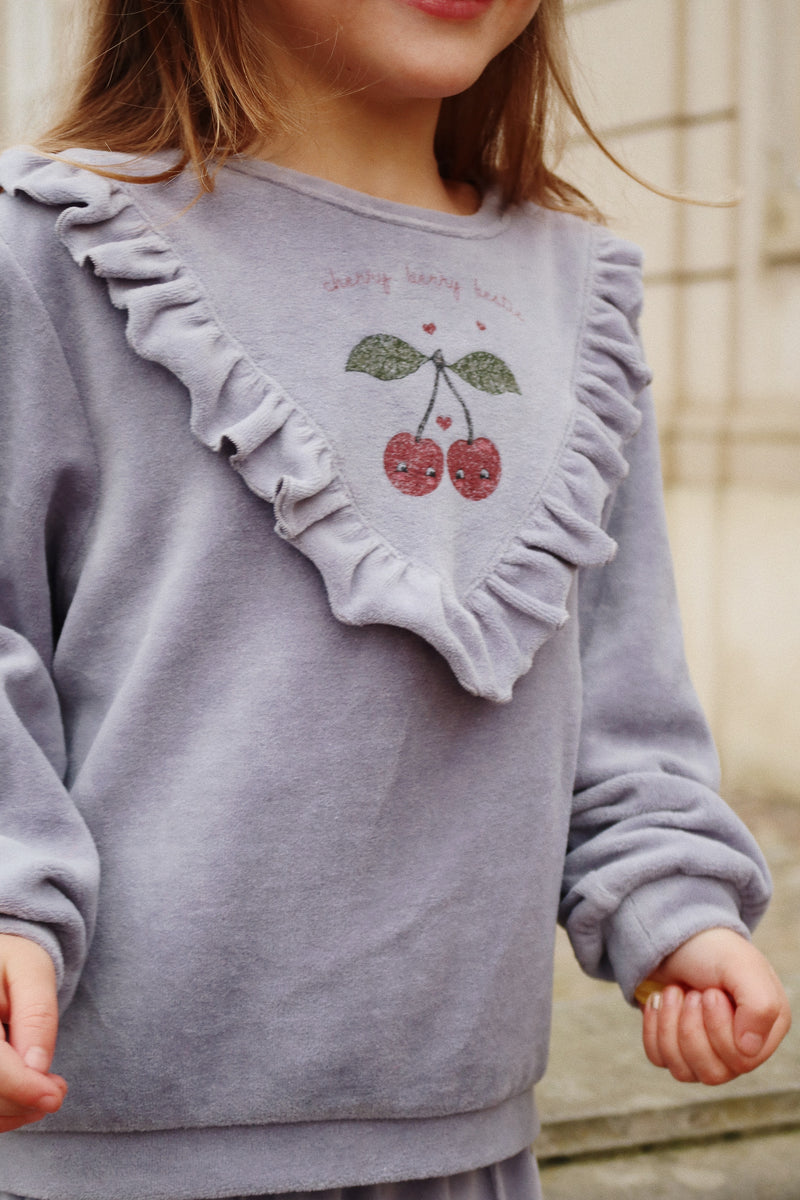 Welurowa bluza z falbanką Wally