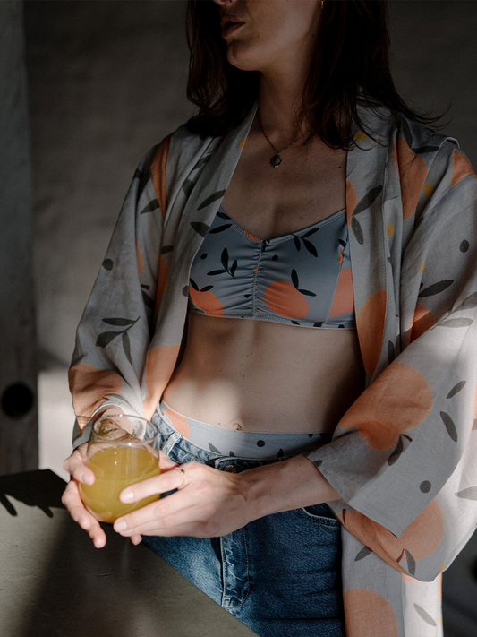 Krótkie lniane kimono
