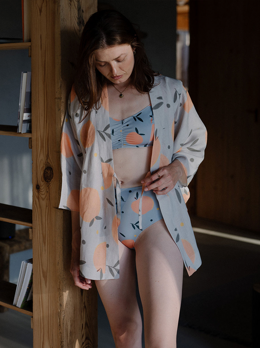 Krótkie lniane kimono