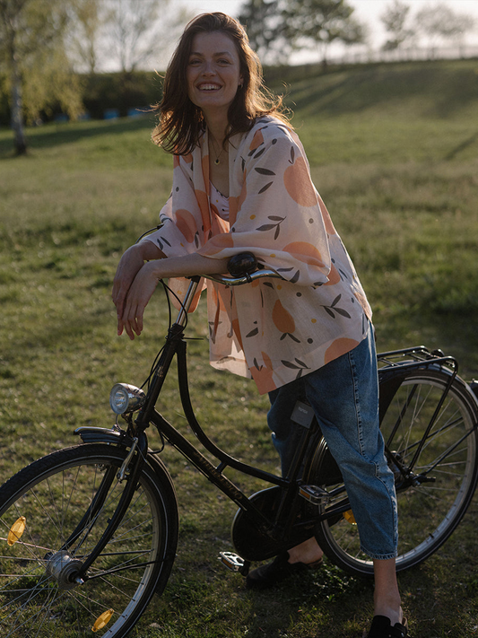 Krótkie lniane kimono