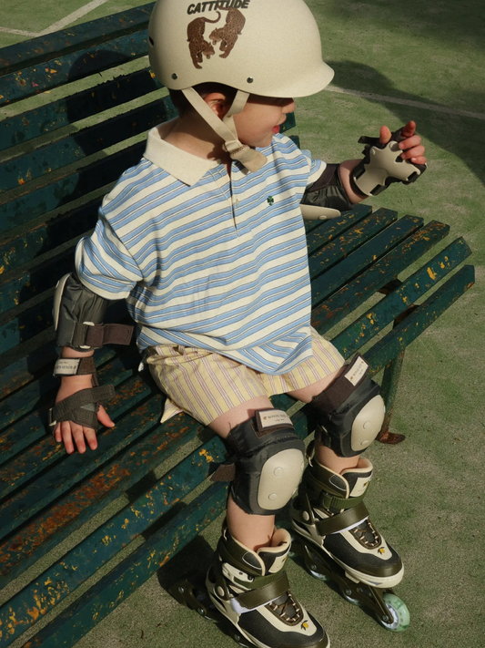 Bawełniana koszulka polo Spotty Stripe Ciel