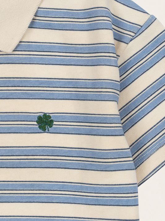 Bawełniana koszulka polo Spotty Stripe Ciel