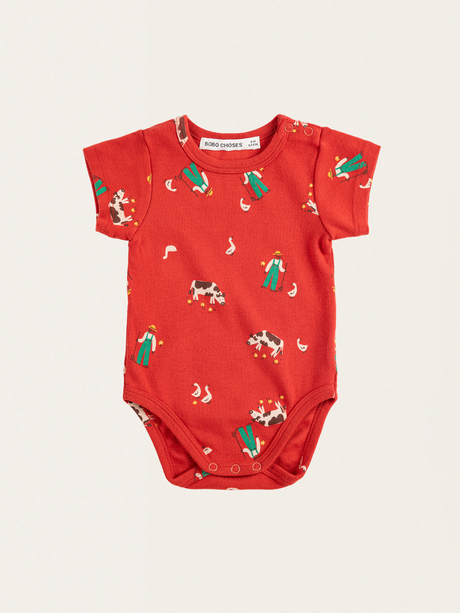 Bawełniane body z krótkim rękawem Farm Adventure all over