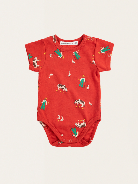 Bawełniane body z krótkim rękawem Farm Adventure all over