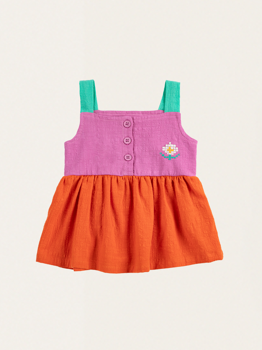 Bawełniana sukienka Baby Pixel Daisy Color Block