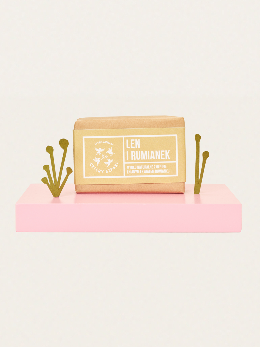 Naturalne mydło w kostce Len i Rumianek