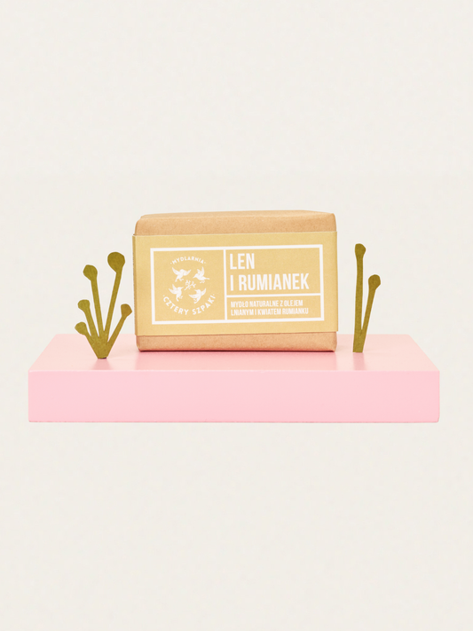 Naturalne mydło w kostce Len i Rumianek