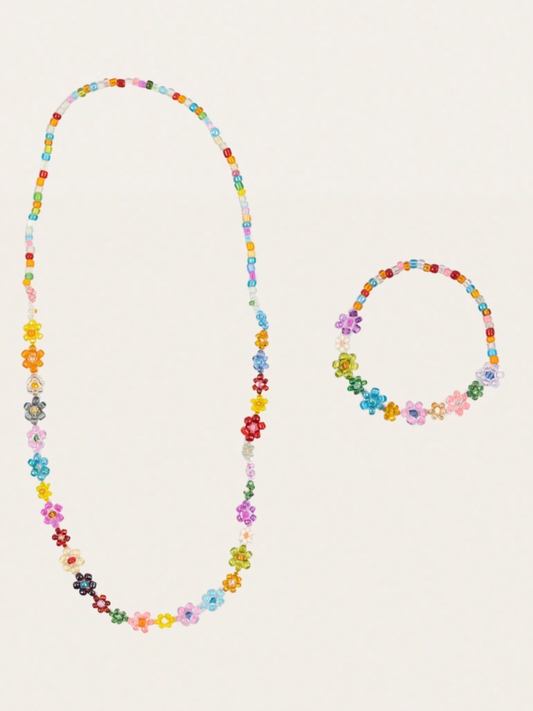 Zestaw biżuterii - naszynik + bransoletka Flower Field