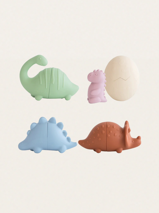 Zestaw silikonowych zabawek do kąpieli 4 szt. Dino