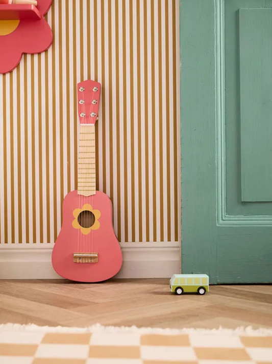 Drewniana gitara Flower Pink