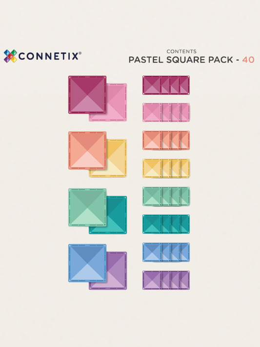 Klocki magnetyczne Pastel Square Pack 40 el.