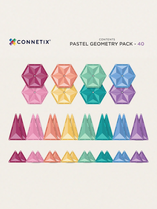 Klocki magnetyczne Pastel Geometry Pack 40 el.