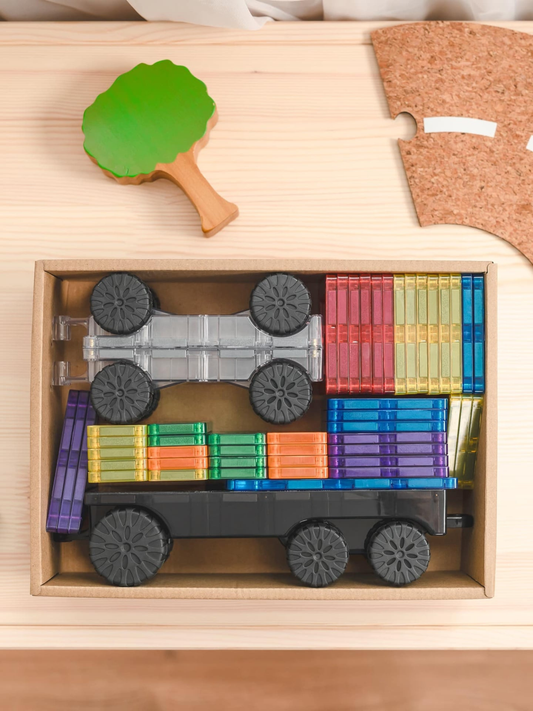 Klocki magnetyczne Rainbow Transport Pack 50 el.