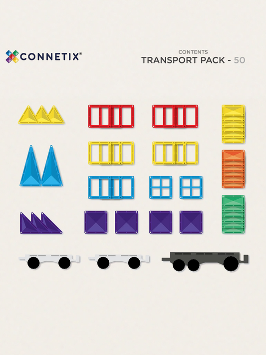 Klocki magnetyczne Rainbow Transport Pack 50 el.