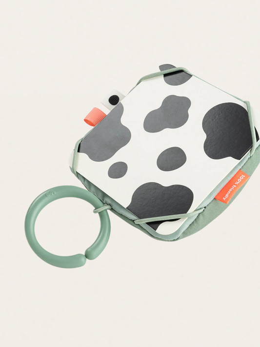 Zawieszka na karty kontrastowe z lusterkiem i grzechotką Tiny Farm