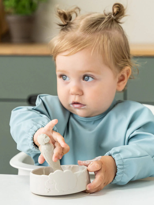 Zestaw - miseczka silikonowa z przyssawką i łyżeczka Sheepy Sand