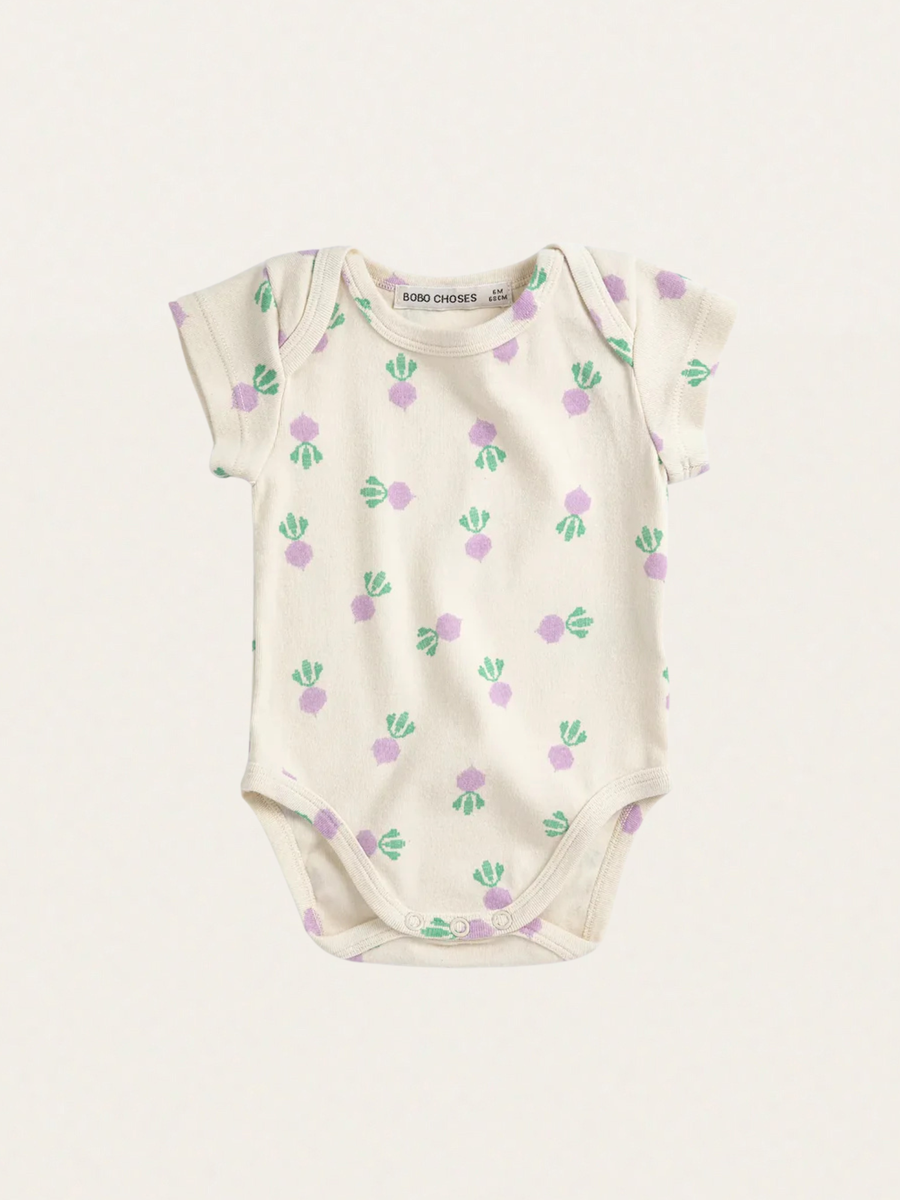 Bawełniane body z krótkim rękawem Pixel Suagr Beet all over