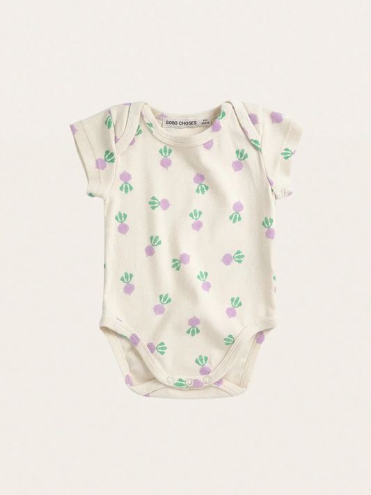 Bawełniane body z krótkim rękawem Pixel Suagr Beet all over