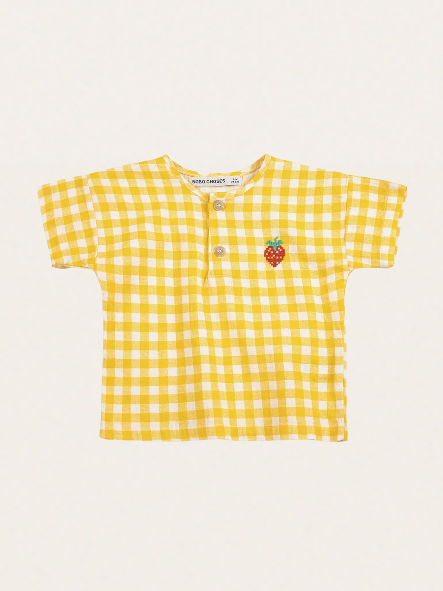 Bluzka tkana Baby Pixel Strawberry Vichy