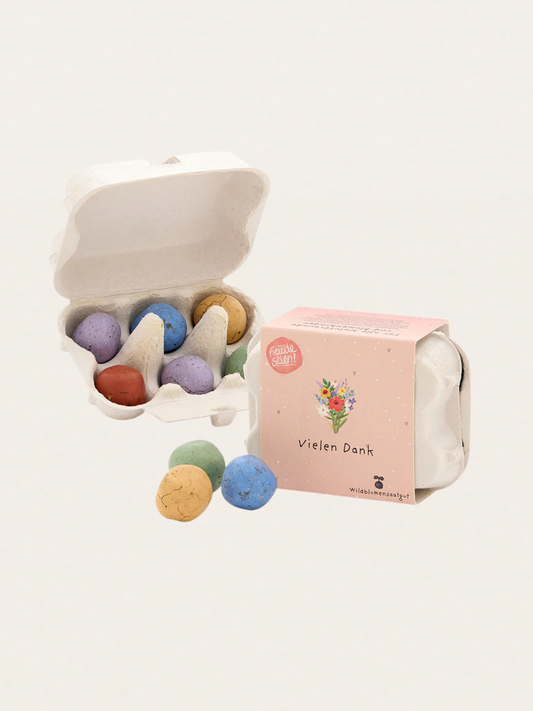 Kolorowe kulki z nasionami kwiatów w kartoniku na jajka Vielen Dank