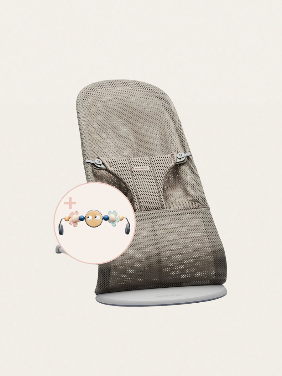 Leżaczek / bujaczek Bliss Mesh + zabawka Grey beige