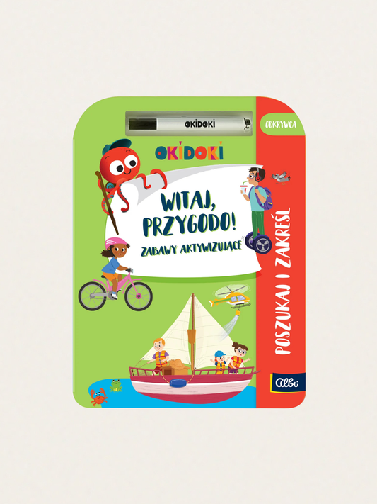 OKIDOKI - Zeszyt zadań i łamigłówek ze zmazywalnym pisakiem - Poszukaj i zakreśl