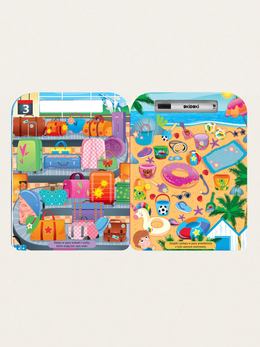 OKIDOKI - Zeszyt zadań i łamigłówek ze zmazywalnym pisakiem - Podróże