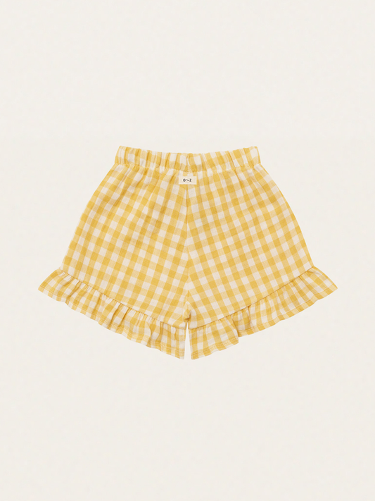 Muślinowe krótkie spodenki Honeycomb Gingham Frill