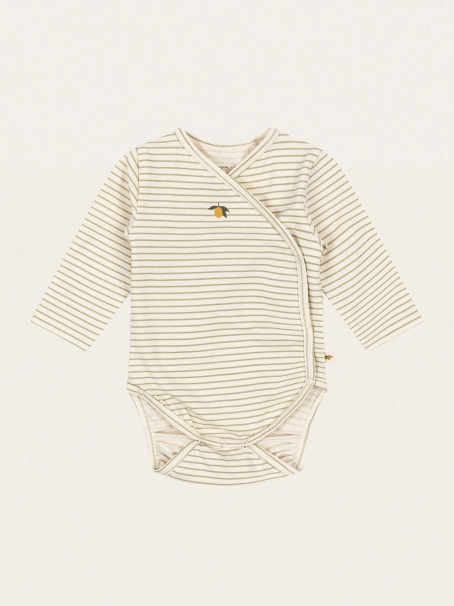 Bawełniane body kopertowe z certyfikatem GOTS Tea Stripe